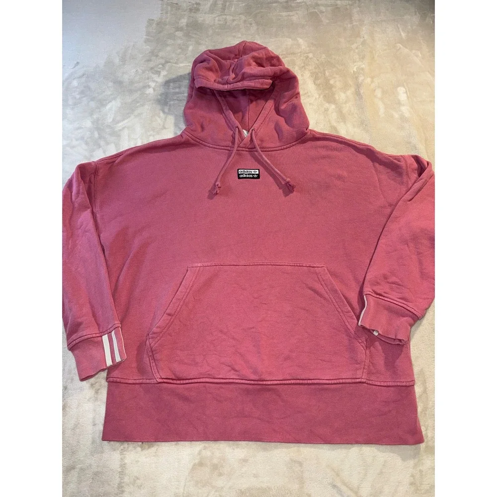 Adidas Originals Mens Vocal Hoodie Pink Double Trefoil Pullover Sweatshirt M